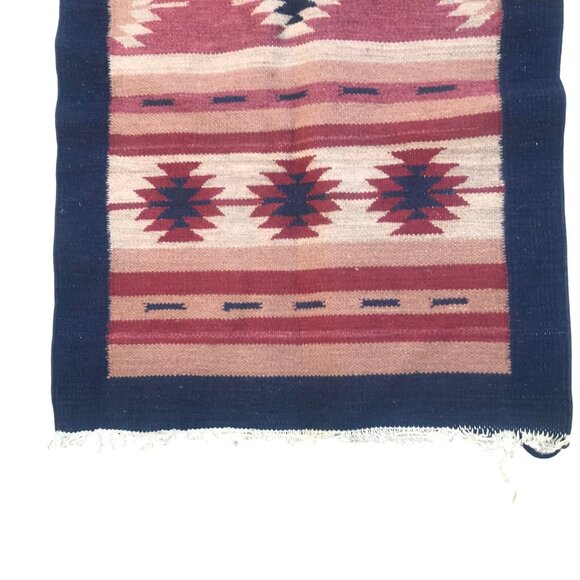 Southwestern Wool Handwoven Southwestern Hallway Runner Rug 7.5ft X 2.5ft Rose - Picture 2 of 6